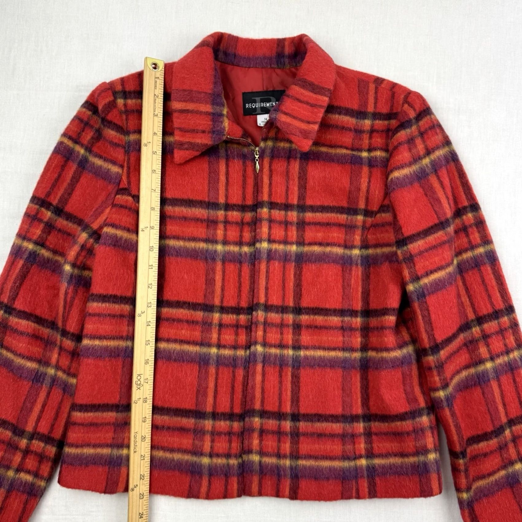 Vintage VINTAGE Requirements Jacket Womens 14 Plaid Wool Blend 1980s Preppy Red Size XL / US 12-14 / IT 48-50 - 6 Thumbnail