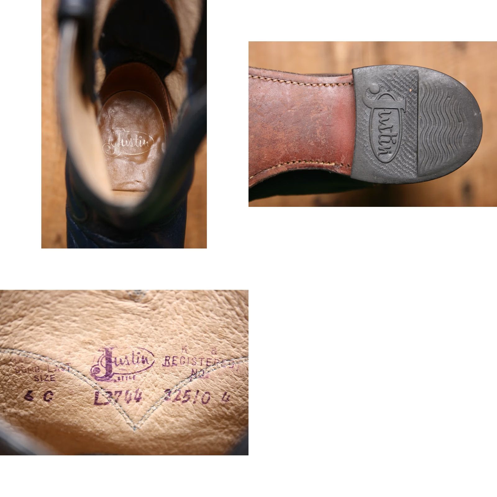 Justin Boots VINTAGE Justin Boots Western Boot Womens Size 6C Navy Blue Leather Pull On Mid-Calf Casual Cowboy Shoes Size US 6 / IT 36 - 8 Thumbnail