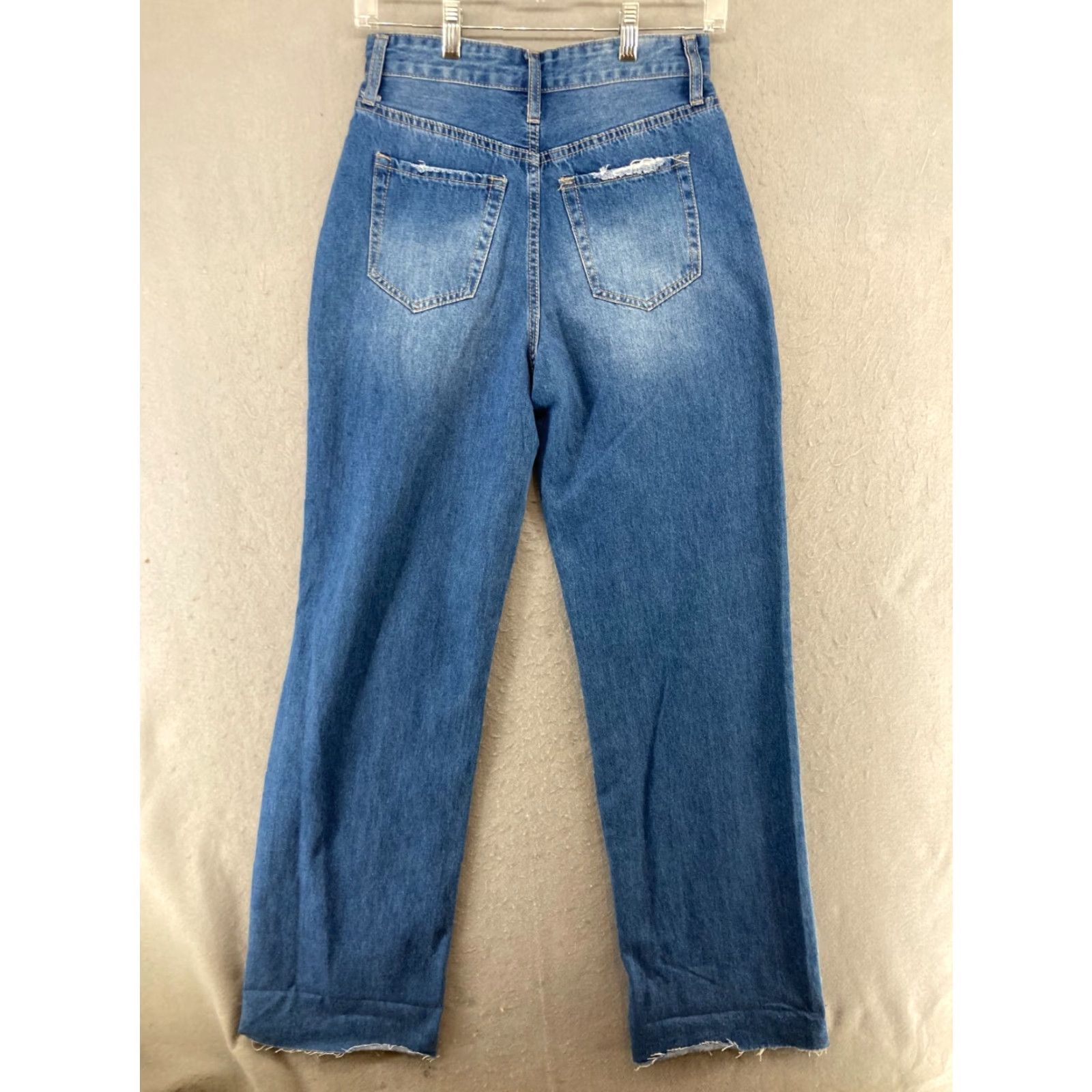 Denime YMI Womens Jeans 3/26 Blue Distressed Hi Rise Wide-Leg Denim 90s Regular Fit Size 26" / US 2 / IT 38 - 7 Thumbnail