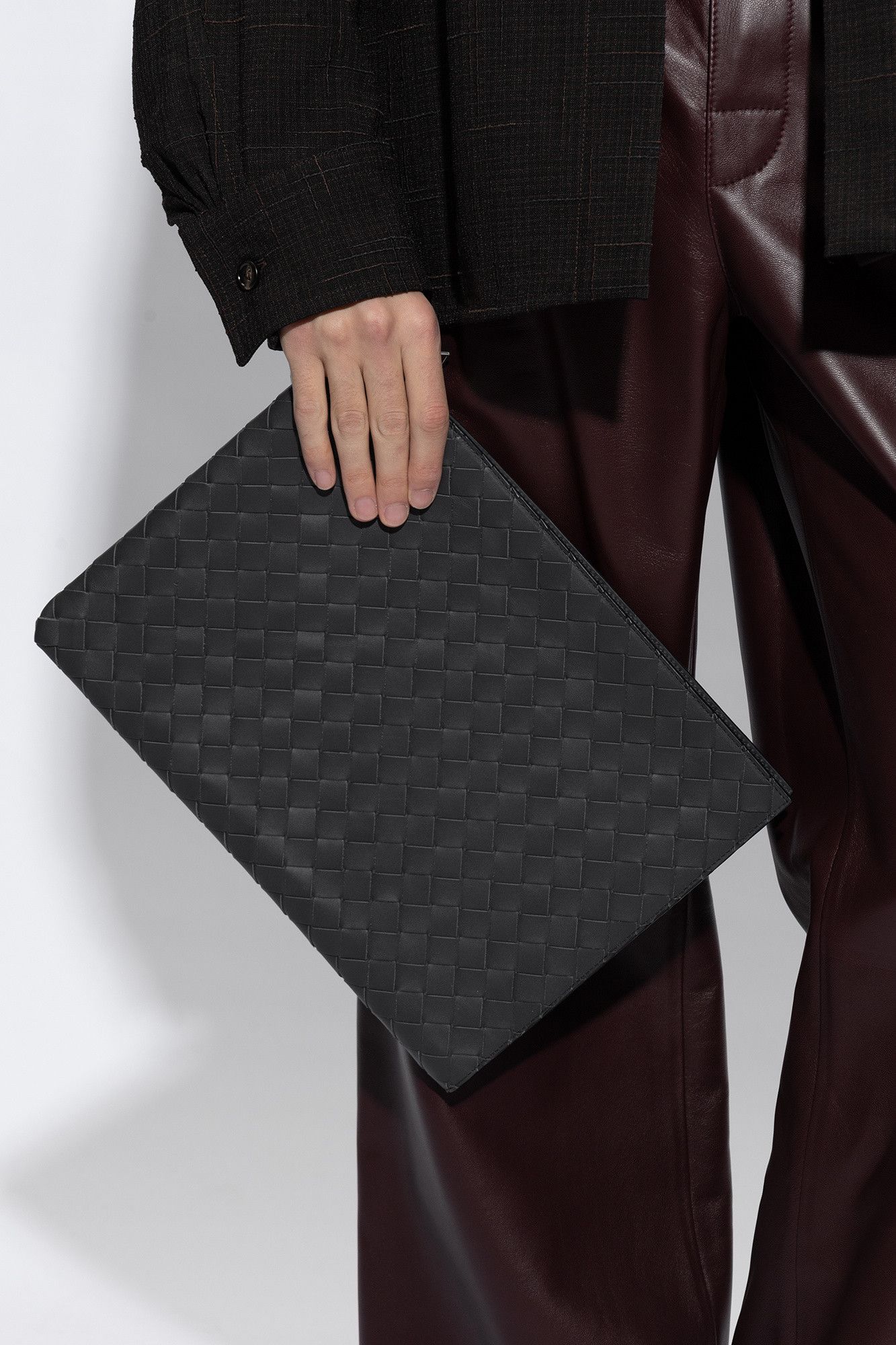 Bottega Veneta BOTTEGA VENETA dark green intrecciato leather clutch bag Size ONE SIZE - 2 Thumbnail