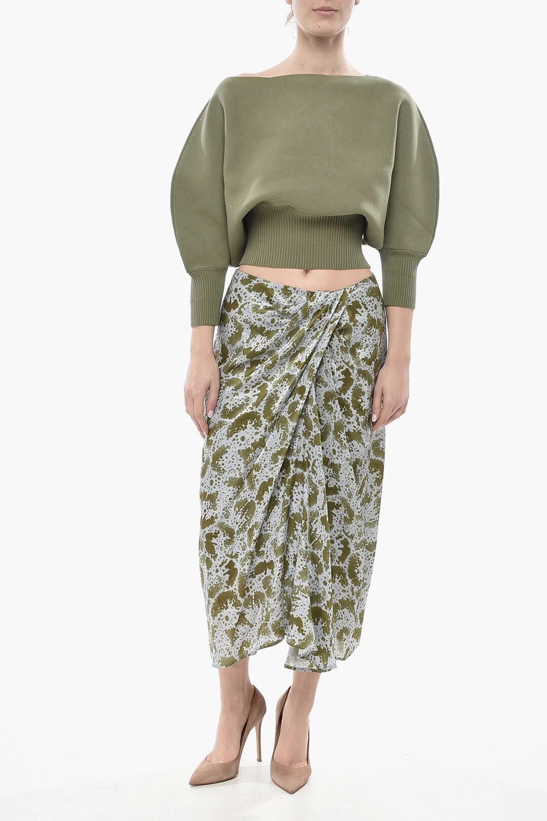 Dries Van Noten og1mm0426 Midi Silk-Satin Skirt Light Blue Size 28" / US 6 / IT 42 - 4 Thumbnail
