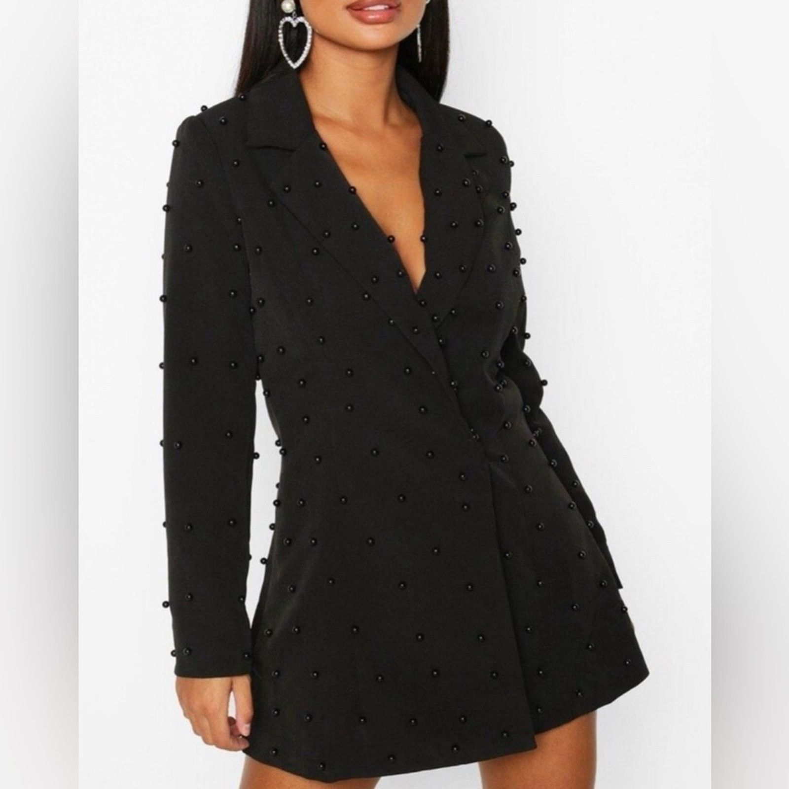 Boohoo Boohoo- Pearl Detail Blazer Dress- Sz 2 Size XS / US 0-2 / IT 36-38 - 1 Thumbnail