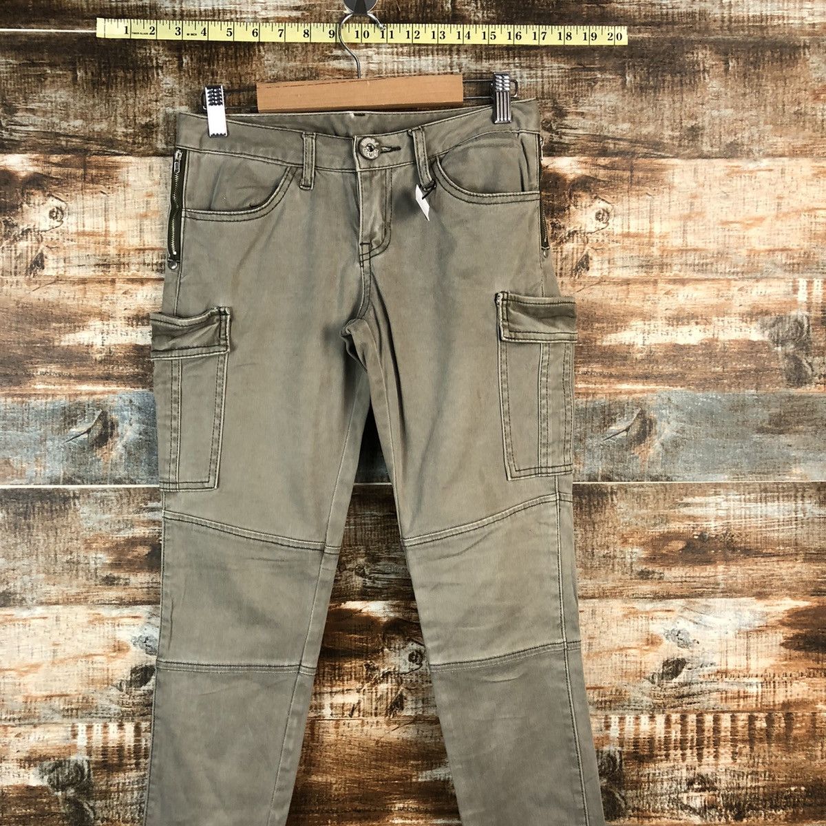 Japanese Brand Spiral Temp Green Cargo Multipocket Pants #A2456 Size 25" / US 0 / IT 36 - 2 Thumbnail