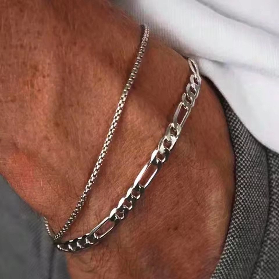 Jewelry 2pcs Simple Minimalist Stainless Steel Chain Size ONE SIZE - 3 Thumbnail