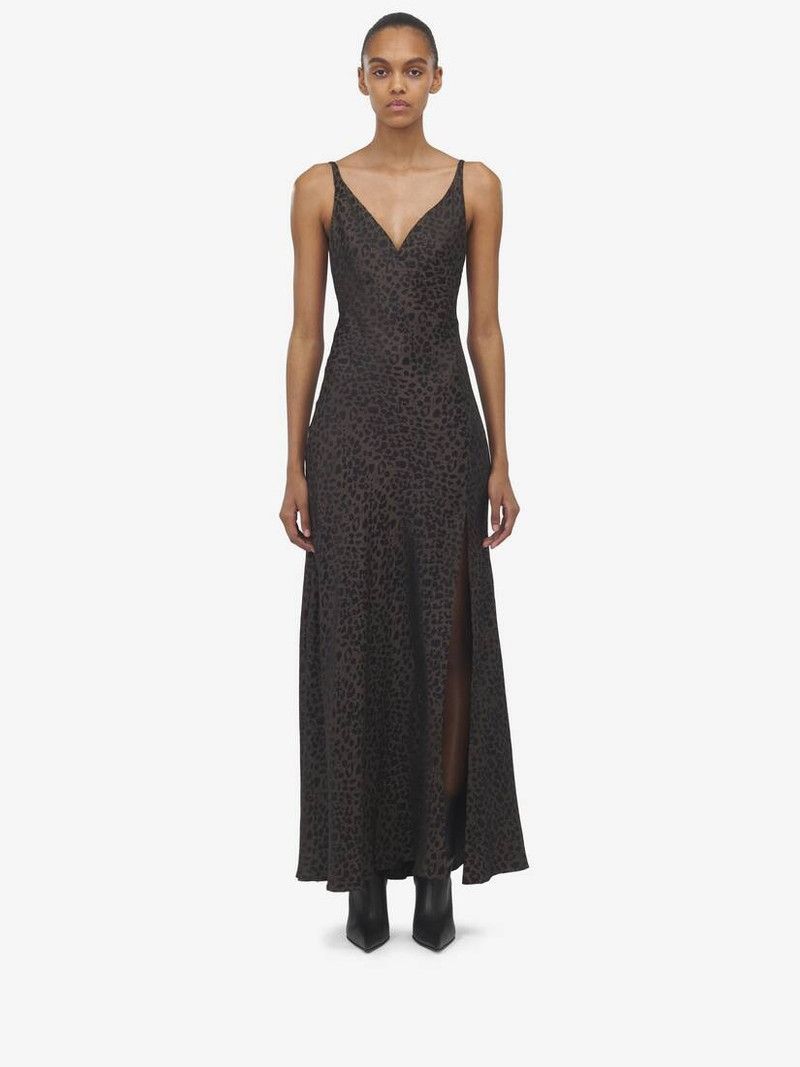 Alexander McQueen o1srvl11e0226 Leopard Jacquard Dress In Multicolor Size L / US 10 / IT 46 - 2 Thumbnail