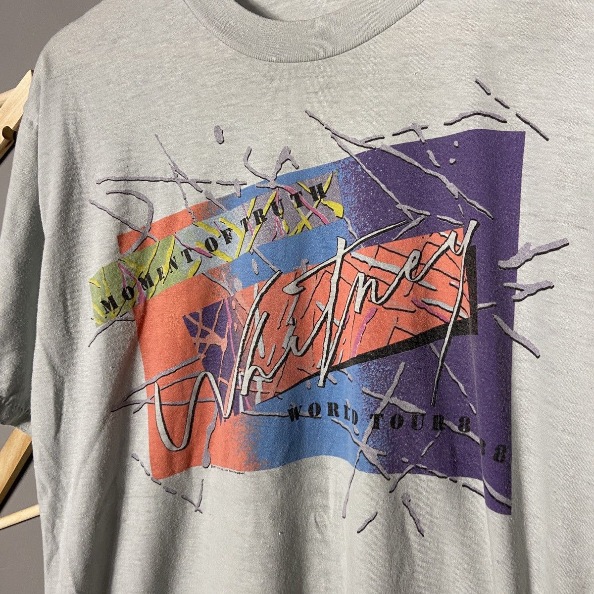 Band Tees × Vintage Vintage 1987 Whitney Houston Moments Of Truth T-Shirt Size US L / EU 52-54 / 3 - 5 Thumbnail