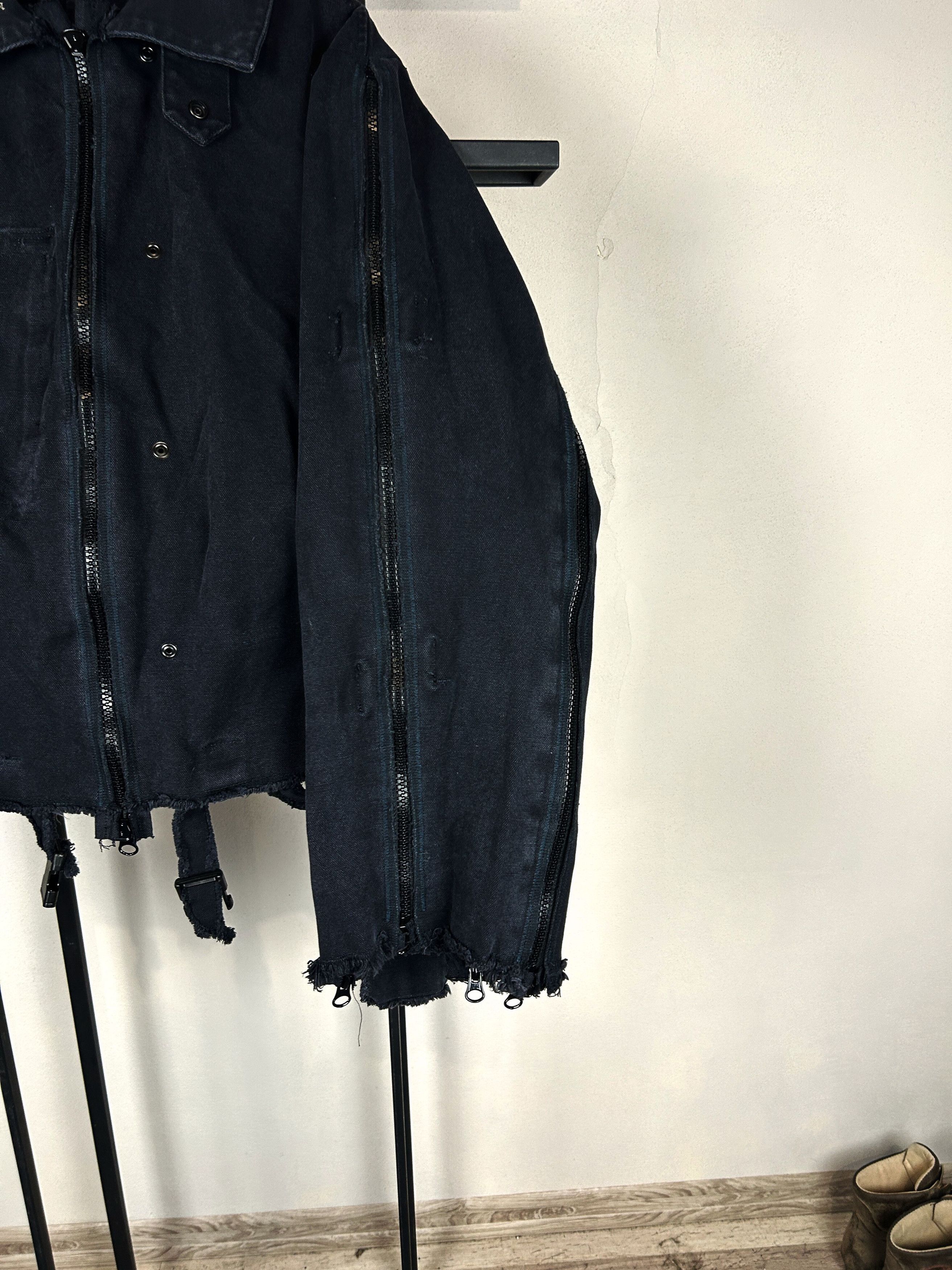Yohji Yamamoto Distressed Black Cropped Jacket Zip Sleeve Grunge Punk Y2K Size US XL / EU 56 / 4 - 5 Thumbnail