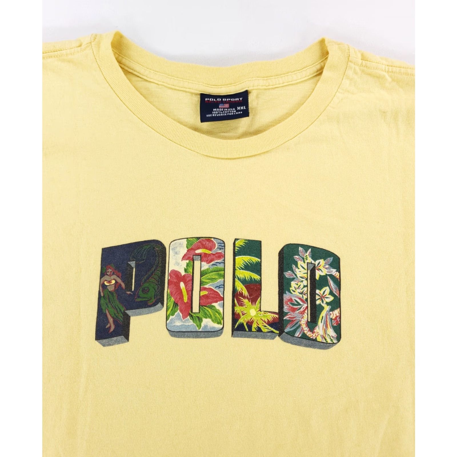 Polo Ralph Lauren VINTAGE Polo Ralph Lauren Polo Sport VTG 90s T-Shirt Hawaiian Spellout Made USA Mens XXL Yellow Shirt Mens XXL Size US XXL / EU 58 / 5 - 3 Thumbnail