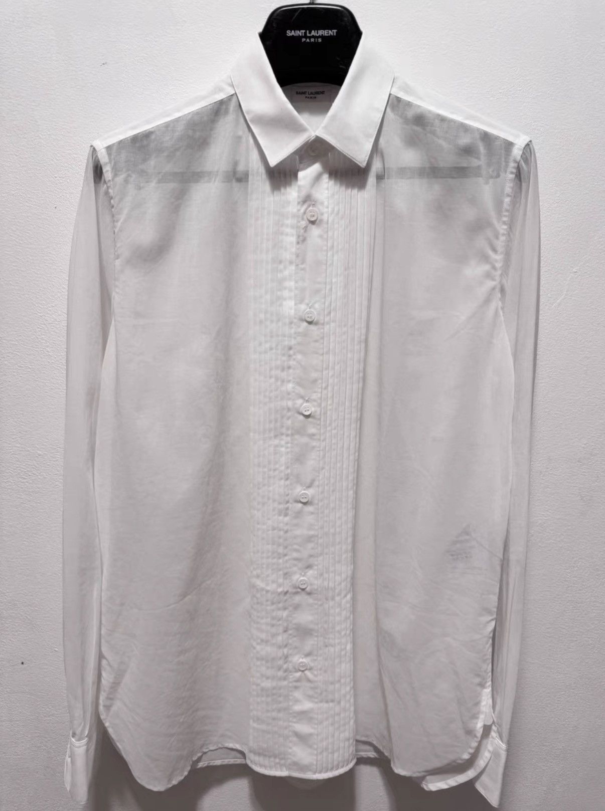 Saint Laurent Paris SLP 13SS Soft Cotton Pure White Accordion Pleat Shirt Size US XL / EU 56 / 4 - 1 Thumbnail