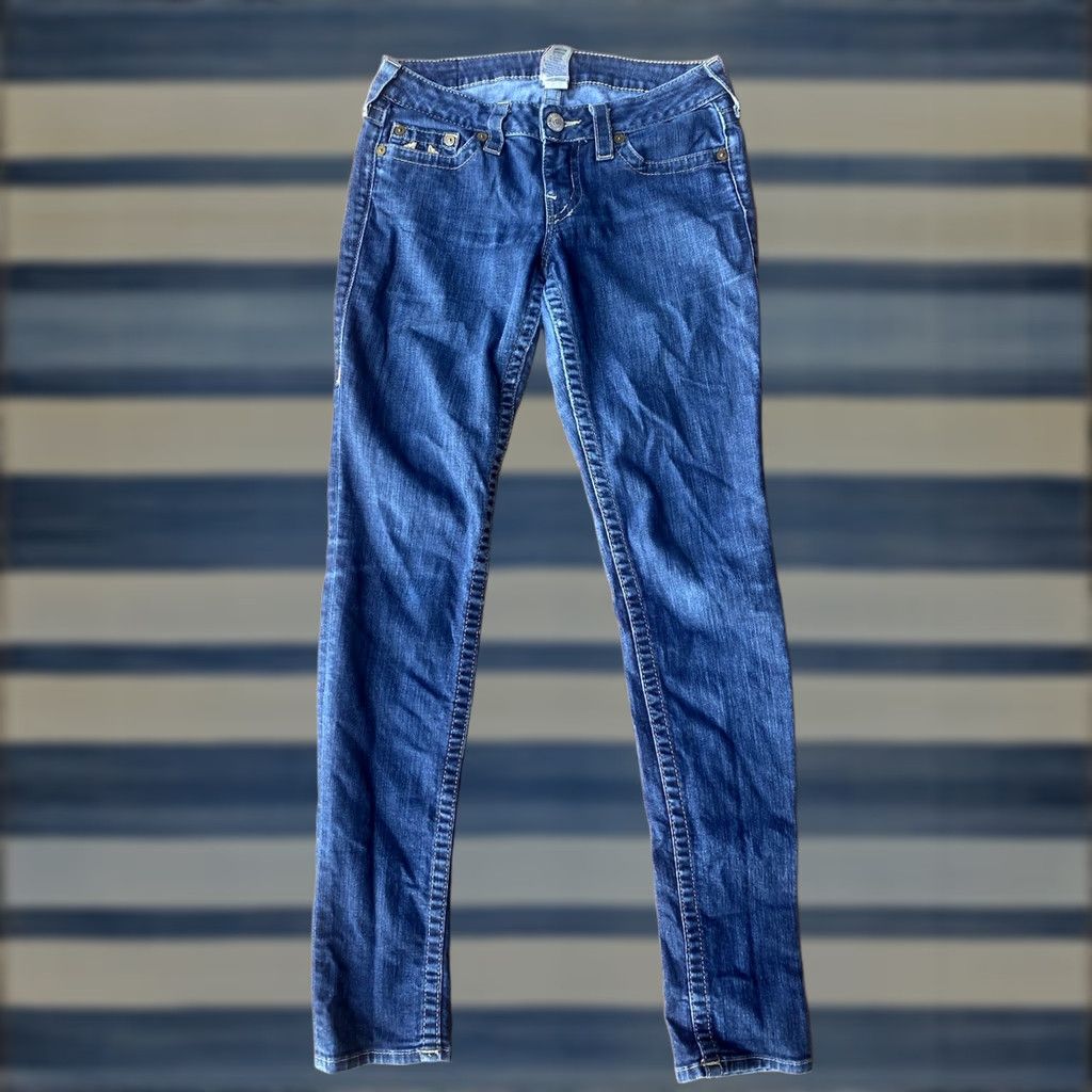 True Religion VINTAGE True Religion Jeans Low Rise Skinny Light Blue Women’s 28x31.5 80s 90s Denim Blue Slim Womens Size 28" / US 6 / IT 42 - 1 Thumbnail