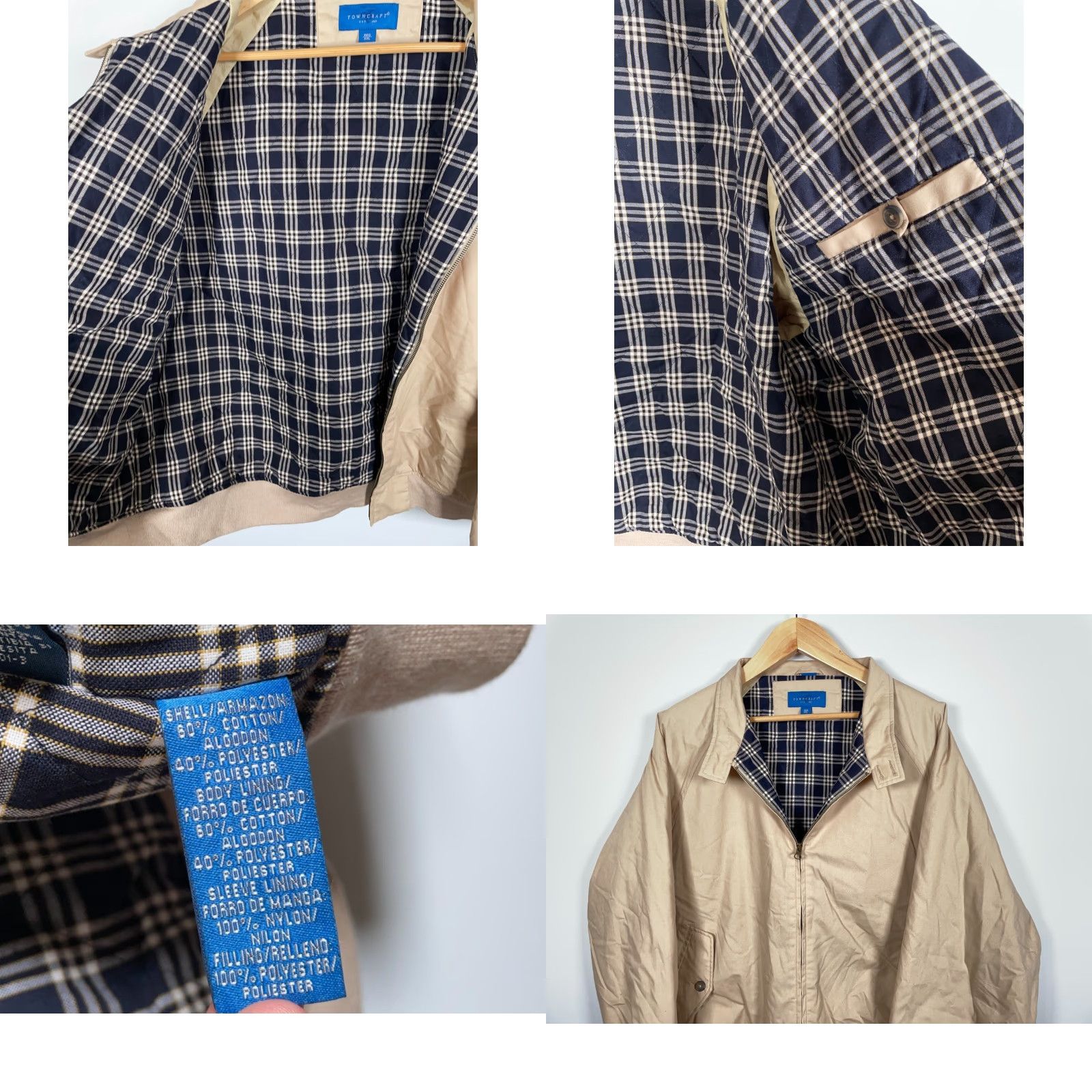Vintage VINTAGE Towncraft Jacket Beig​e 90s Preppy Bomber Zip Up 2XL Regular Men’s 2XL Cotton Plaid Lining Insulated Size US XXL / EU 58 / 5 - 8 Thumbnail