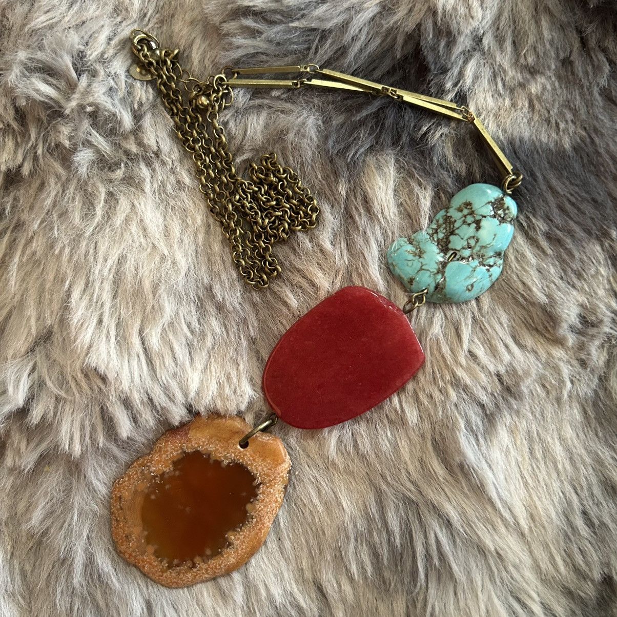 Joan Rivers Vintage Joan Rivers stone drop brass chain y style necklace Size ONE SIZE - 5 Thumbnail