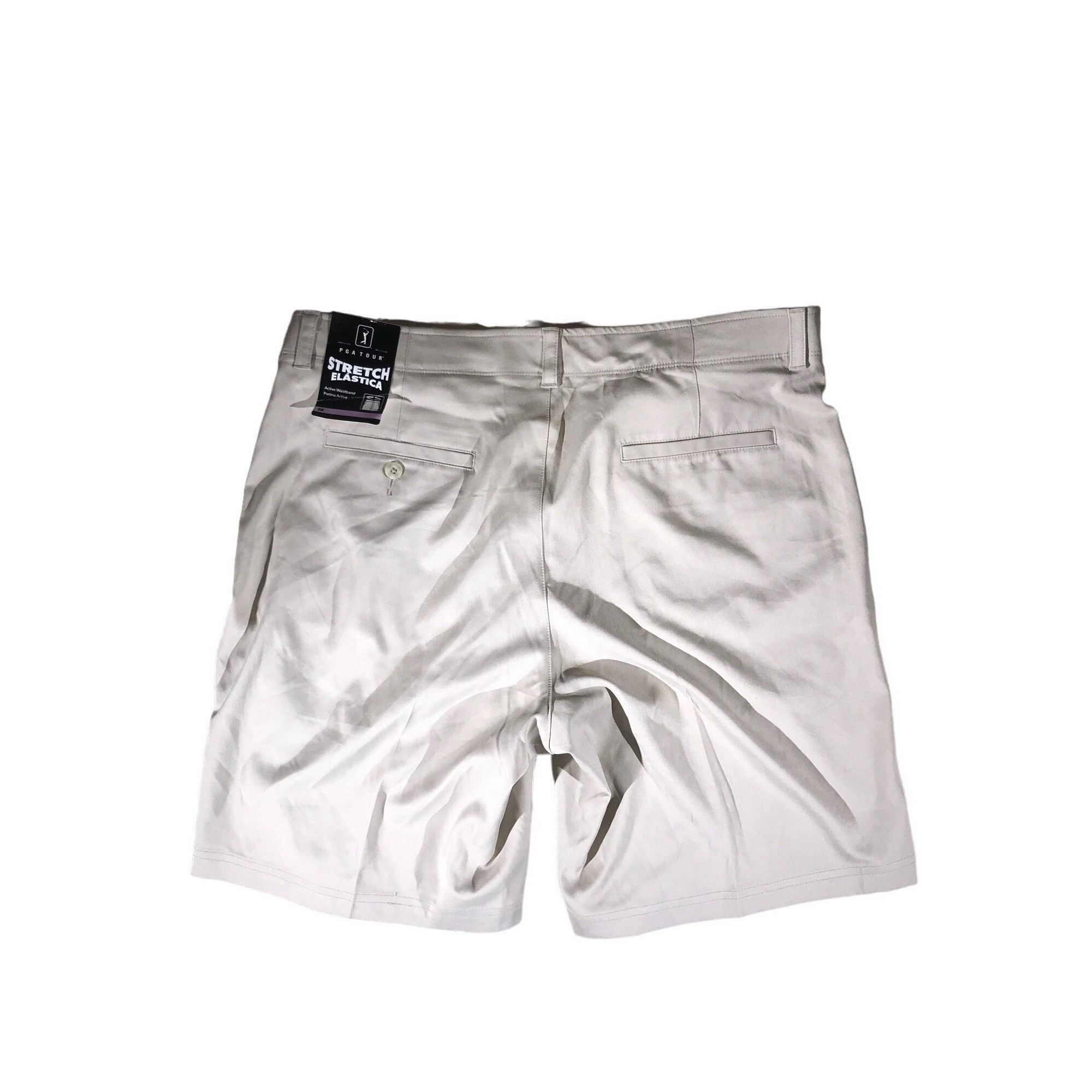 Designer Men's Tan/Beige PGA Tour Silver Lining Active Stretch Shorts Size US 38 / EU 54 - 2 Thumbnail