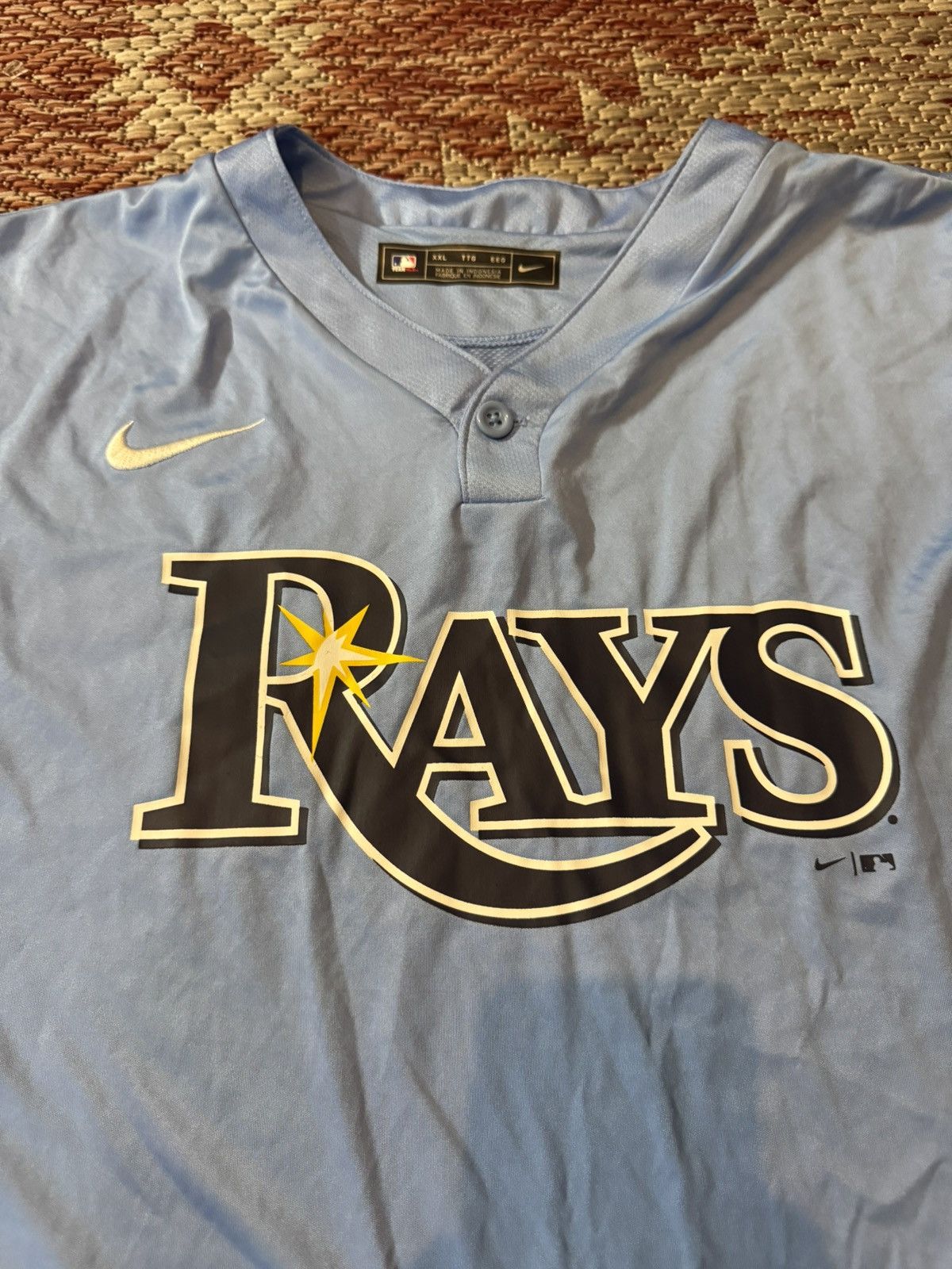 Majestic Nike Tampa Bay Rays Pullover Warmup Jersey Baby Blue XXL Size US XXL / EU 58 / 5 - 2 Thumbnail