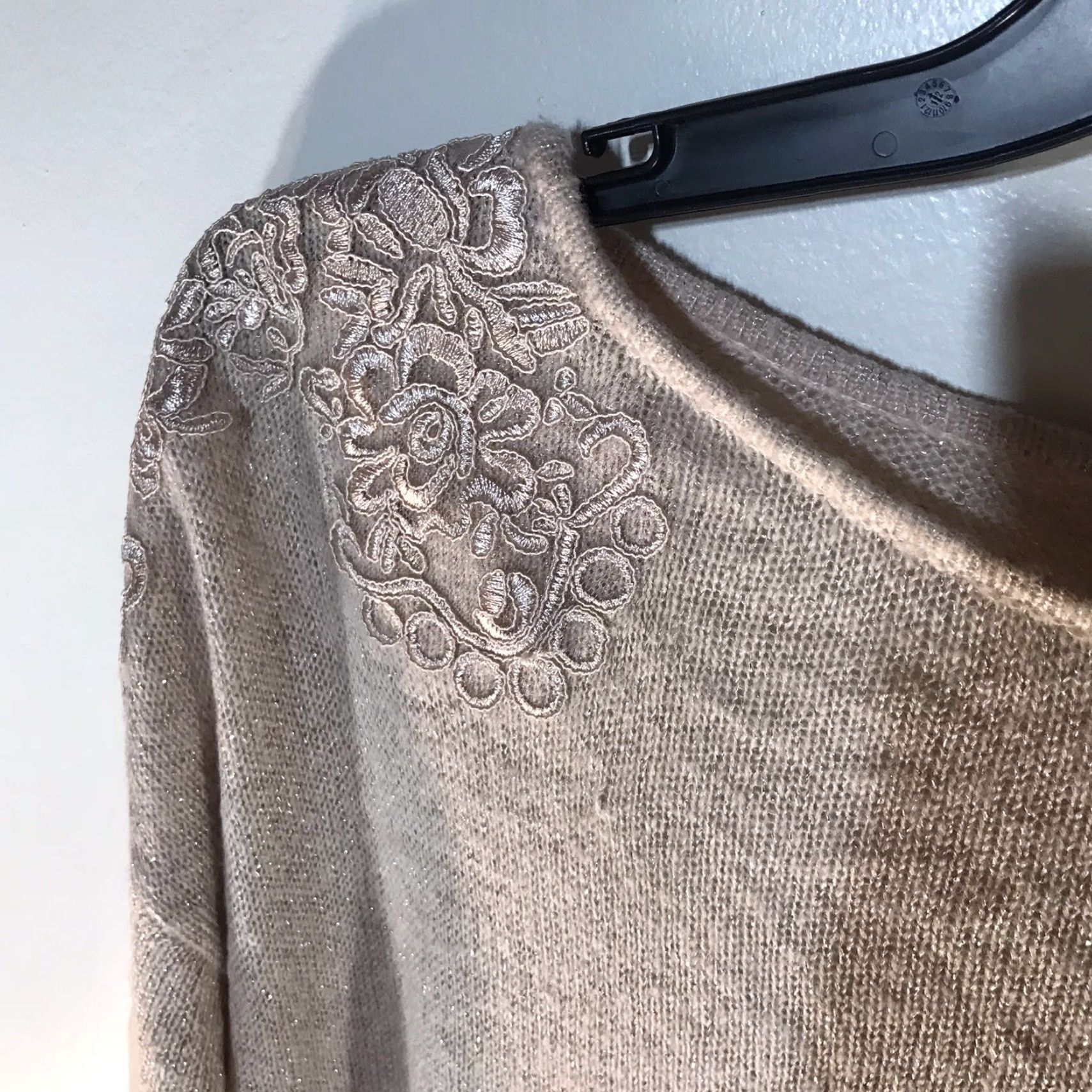 Vintage ELLE Peach Shimmering Knit Sweater Womens Size XXL Embroidery Lt Lt Peach Size XXL / US 16-18 / IT 52-54 - 3 Thumbnail
