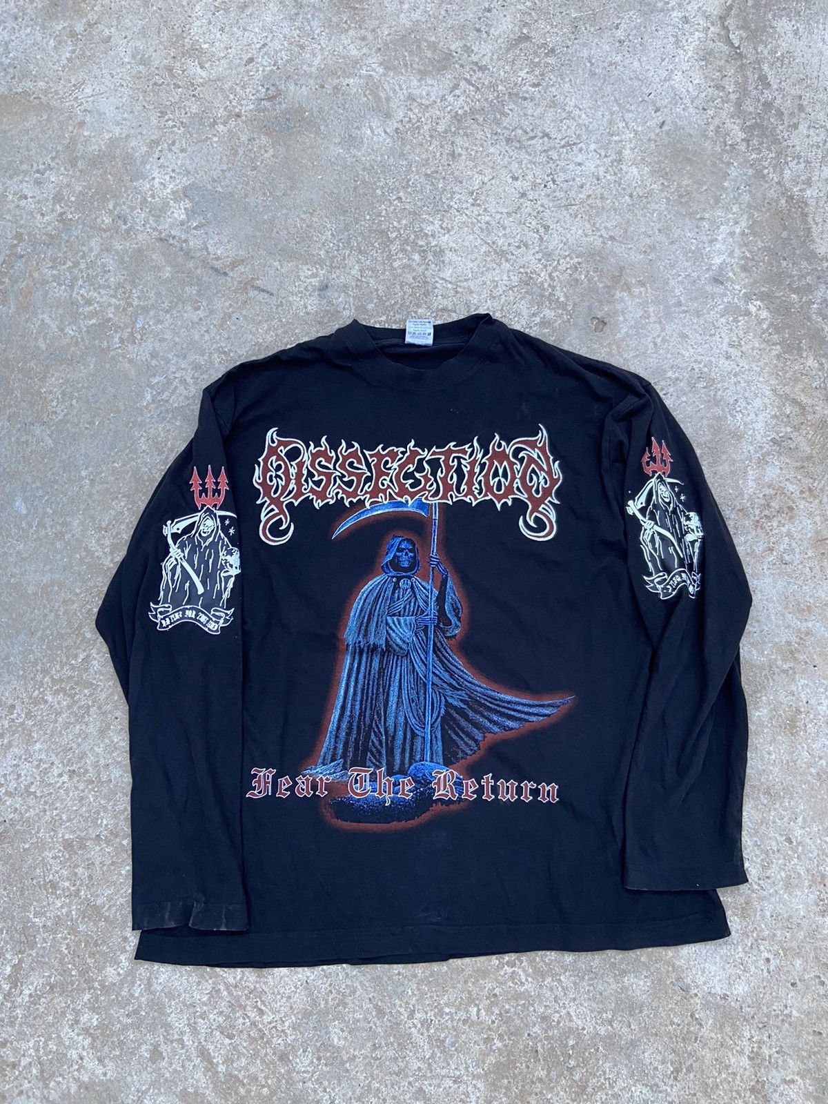 image of Band Tees x Rock T Shirt Vintage Dissection Fear The Return Longsleeve Shirt in Black (Size Large)