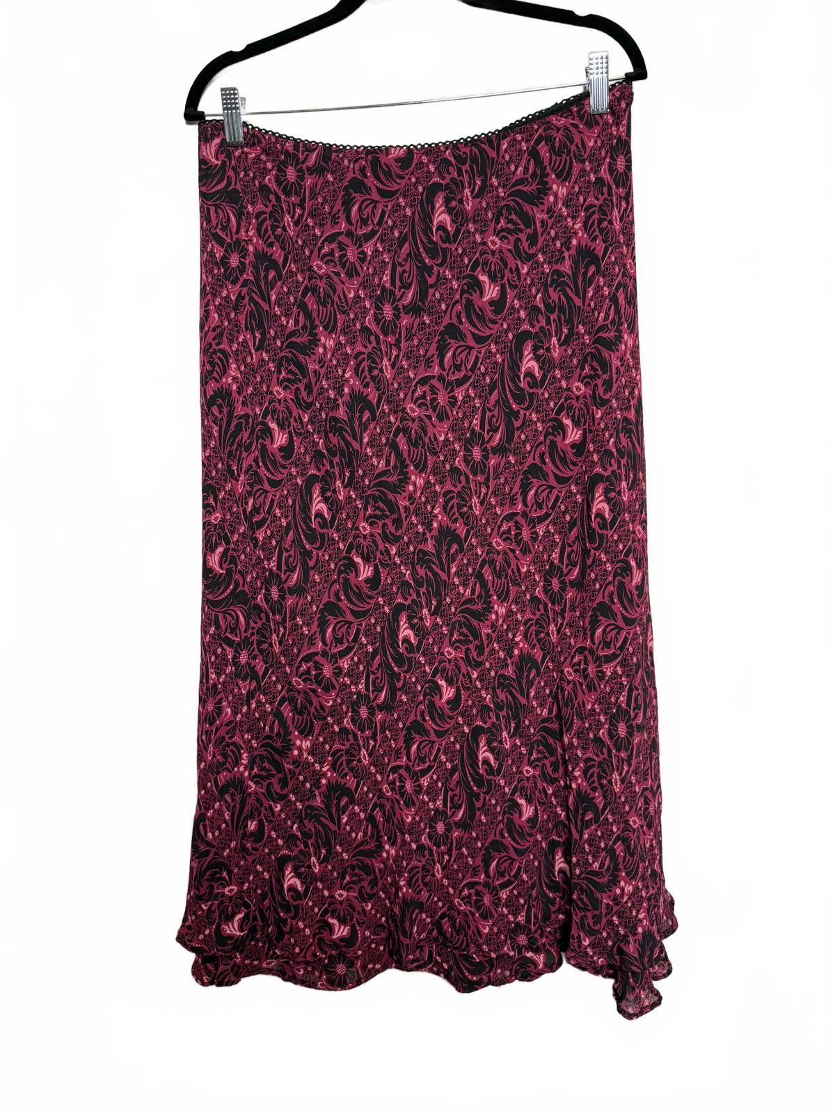 Designer Vintage Pink and Black Romantic Sheer Maxi Skirt Size 36" / US 14 / IT 50 - 5 Thumbnail
