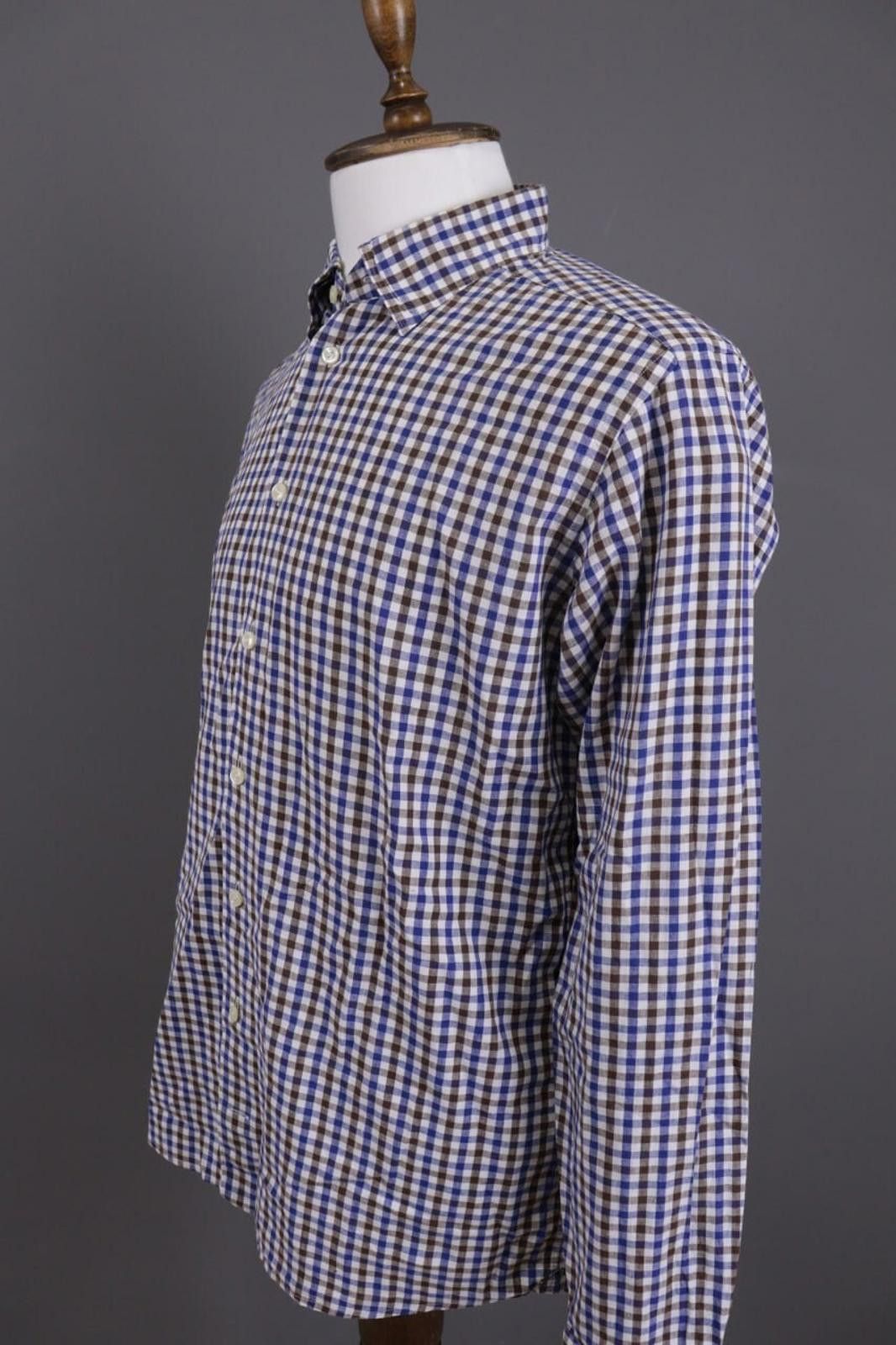 Eton Eton Slim Fit Cotton / Linen Check Shirt Sz 42 / L / 16 Size US M / EU 48-50 / 2 - 8 Thumbnail