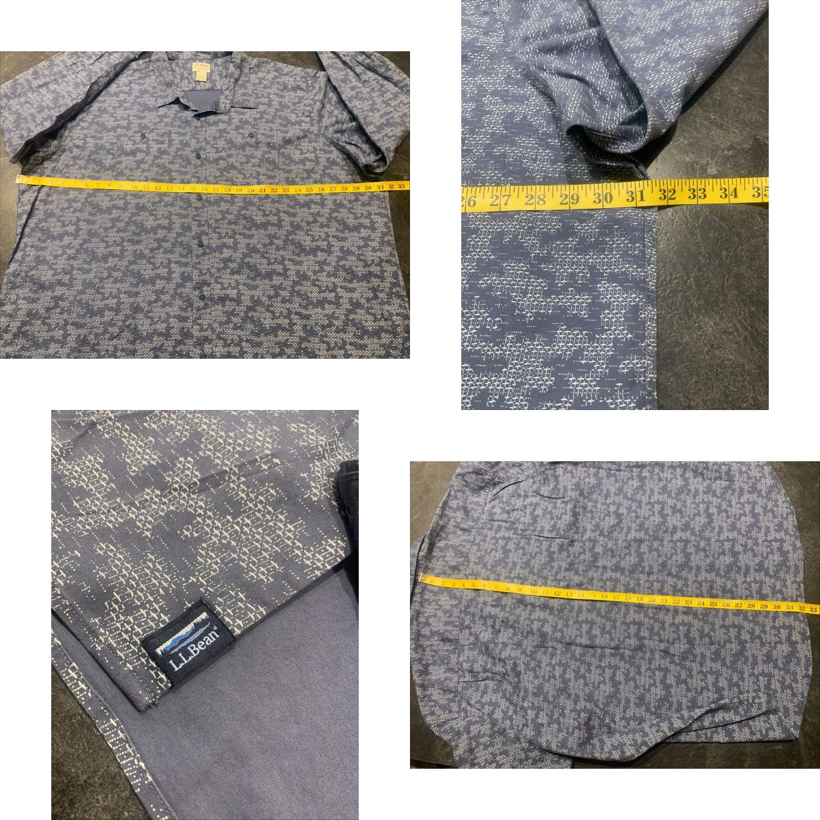 Vintage L.L. Bean Men 3XL Camp Shirt Long Sleeve Button-Up Tencel Stretch Geometric Blue Outdoor Size US XXL / EU 58 / 5 - 8 Thumbnail