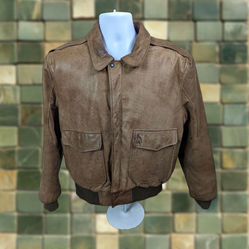 Vintage VINTAGE OAKTON LIMITED Leather Aviator Bomber Jacket Mens L Brown Fur Collar Bomber Style Leather Coat Size US L / EU 52-54 / 3 - 1 Thumbnail