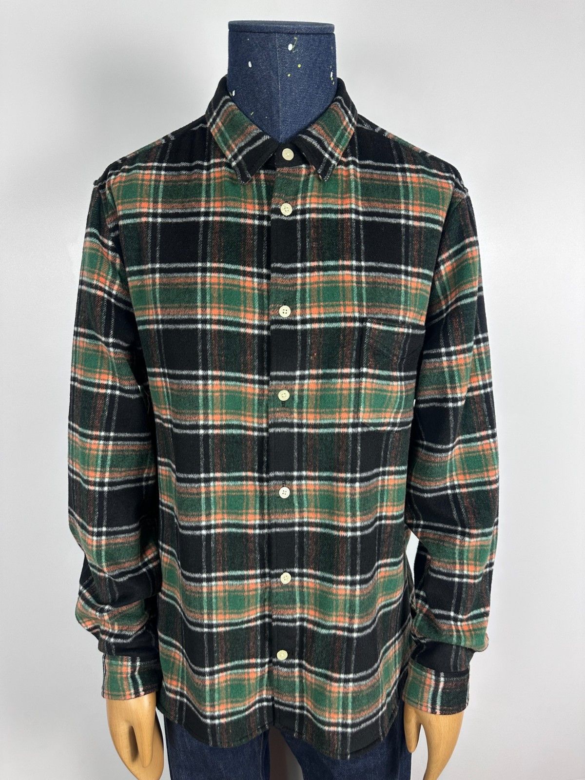 Allsaints AllsaInts Commune Checked Wool Shirt Green Black Size XXL Size US XXL / EU 58 / 5 - 1 Thumbnail