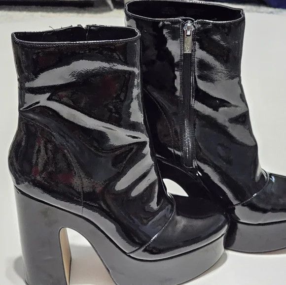 Jessica Simpson Jessica Simpson Madlaina Patent Platform Booties Black 10M Size US 10 / IT 40 - 1 Thumbnail