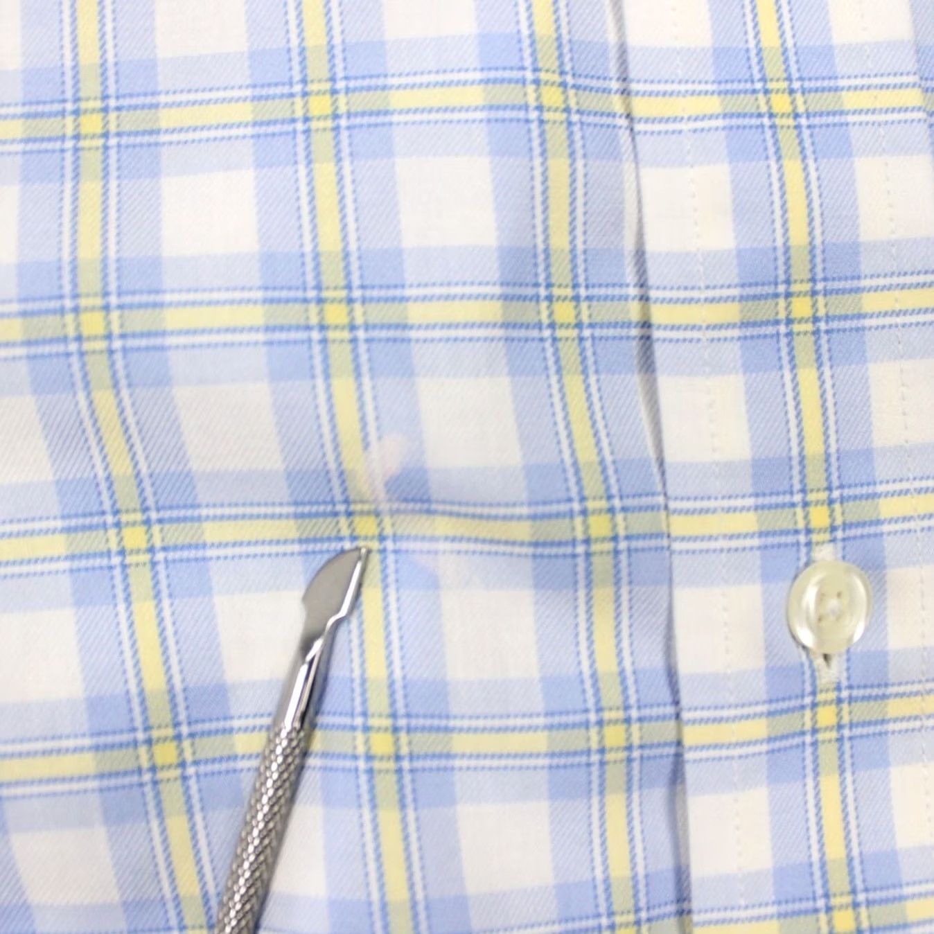 Brooks Brothers Brooks Brothers 346 Shirt Mens XL Button-Up Knit-Check Non-Iron Cotton Blue/Yellow Size US XL / EU 56 / 4 - 5 Thumbnail