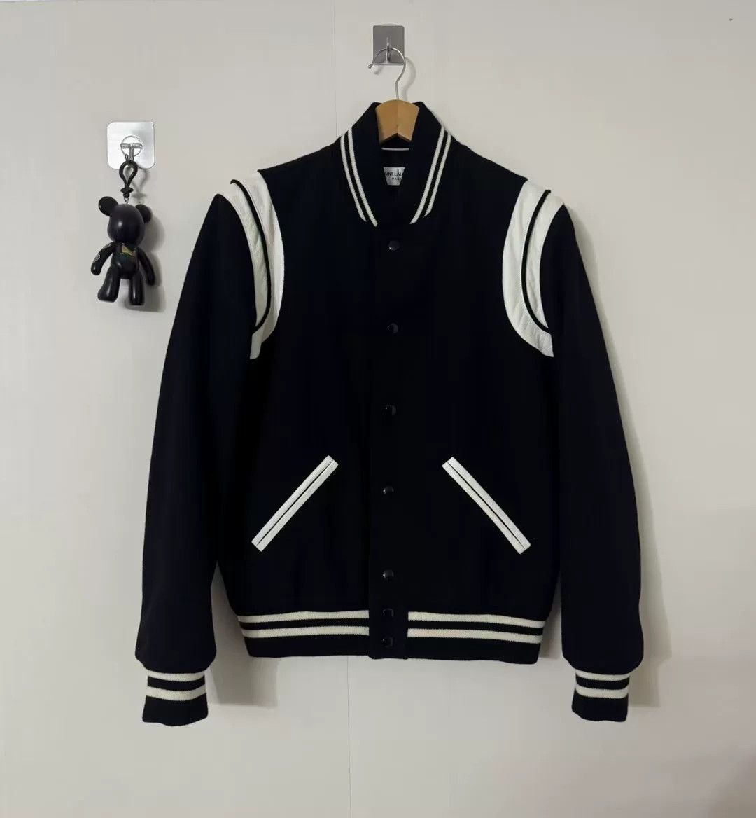 Saint Laurent Paris Saint Laurent Leather Sleeves Baseball Jacket Size US S / EU 44-46 / 1 - 1 Thumbnail