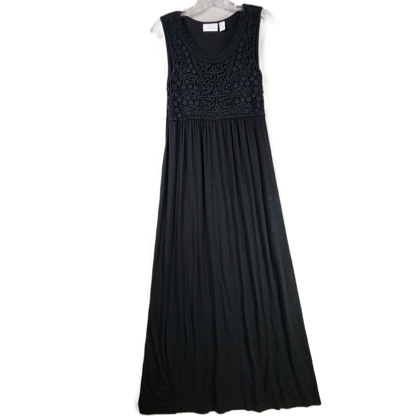 Chicos Chico's Crochet Lace Bodice Maxi Dress Size 4 Black Size S / US 4 / IT 40 - 1 Thumbnail
