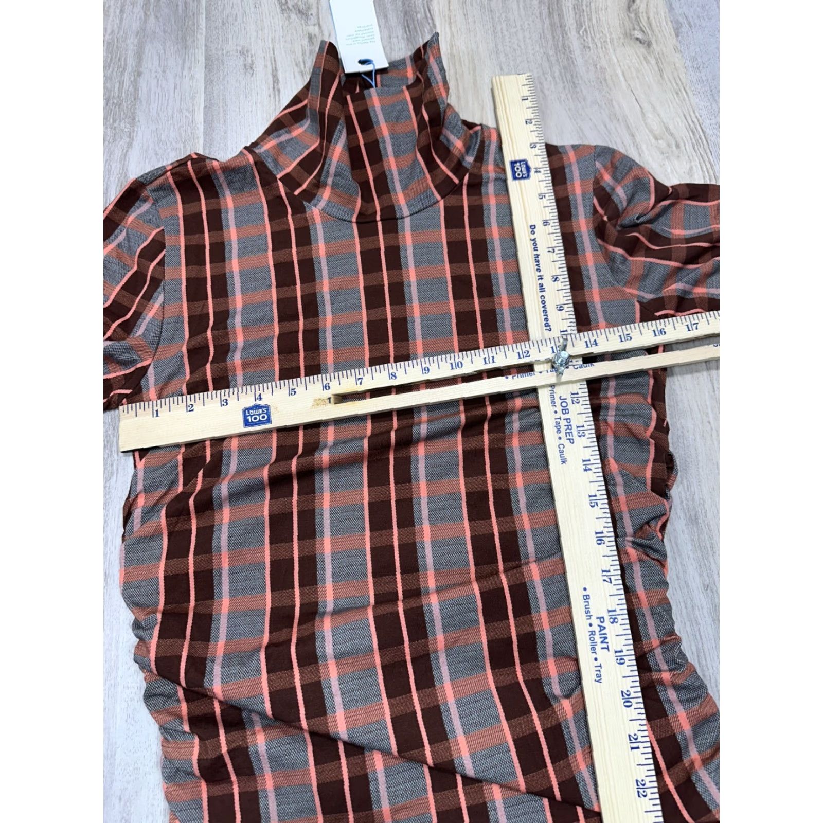 Tanya Taylor Tanya Taylor Selby Top Gray Burgundy Checkered Pullover Organic Cotton Sz S Pullover Womens Shirt Turtleneck Long Sleeve, 195 Size S / US 4 / IT 40 - 2 Thumbnail