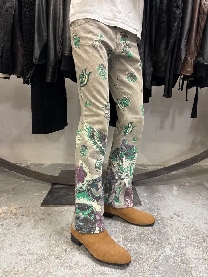 Just Cavalli × Vintage AW2004 Cavalli Grey Eagle Snake Battle Pants Size US 39 - 2 Thumbnail