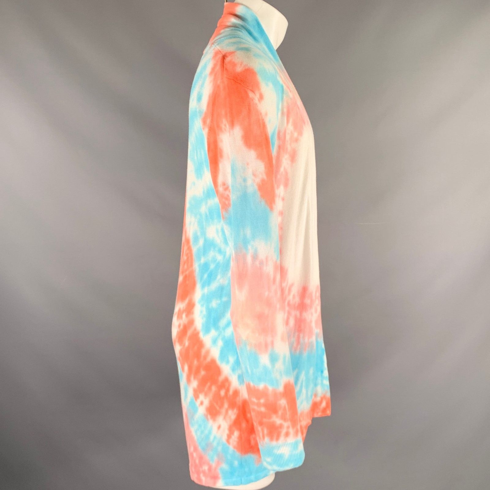 Baja East XS Pink Blue Tie Dye Pima Cotton Open Front Cardigan Size US XS / EU 42 / 0 - 2 Thumbnail