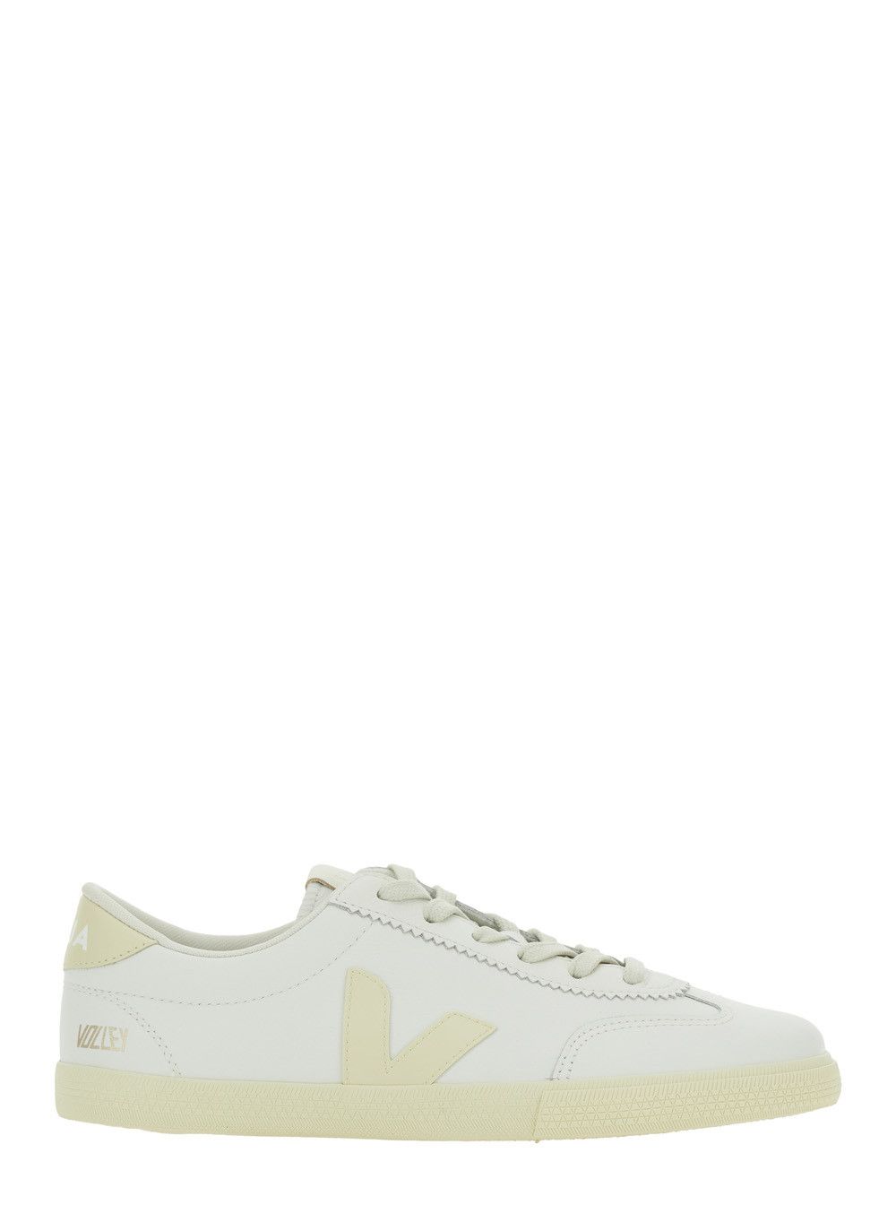 Veja Sneaker 'Volley' Low Top with Logo Patch on the Side and Logo Lettering on the Back in White Unisex Leather Size US 10 / IT 40 - 1 Thumbnail