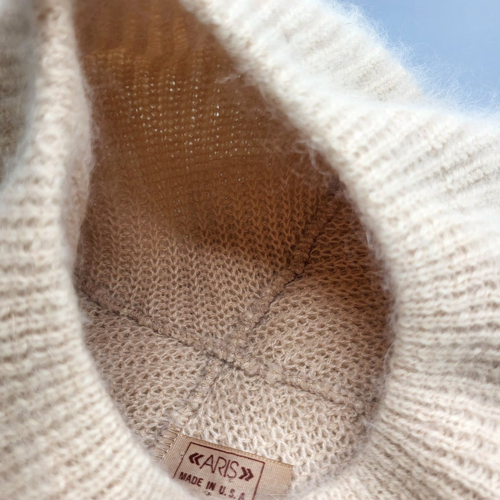 Vintage VINTAGE Aris Beret Hat Women OS Beige Cream USA Fuzzy Angora Wool Blend Knit Handcrafted Styled Parisian Casual 90s Womens Size ONE SIZE - 4 Thumbnail