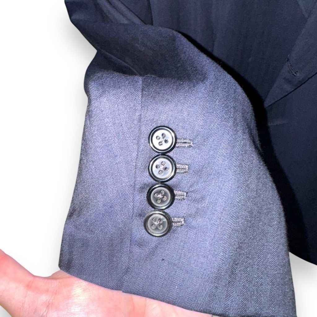 Oxxford Clothes Navy Oxxford Clothes Bespoke 3 Roll 2 Suit Jacket Size 46R Size 46R - 7 Thumbnail