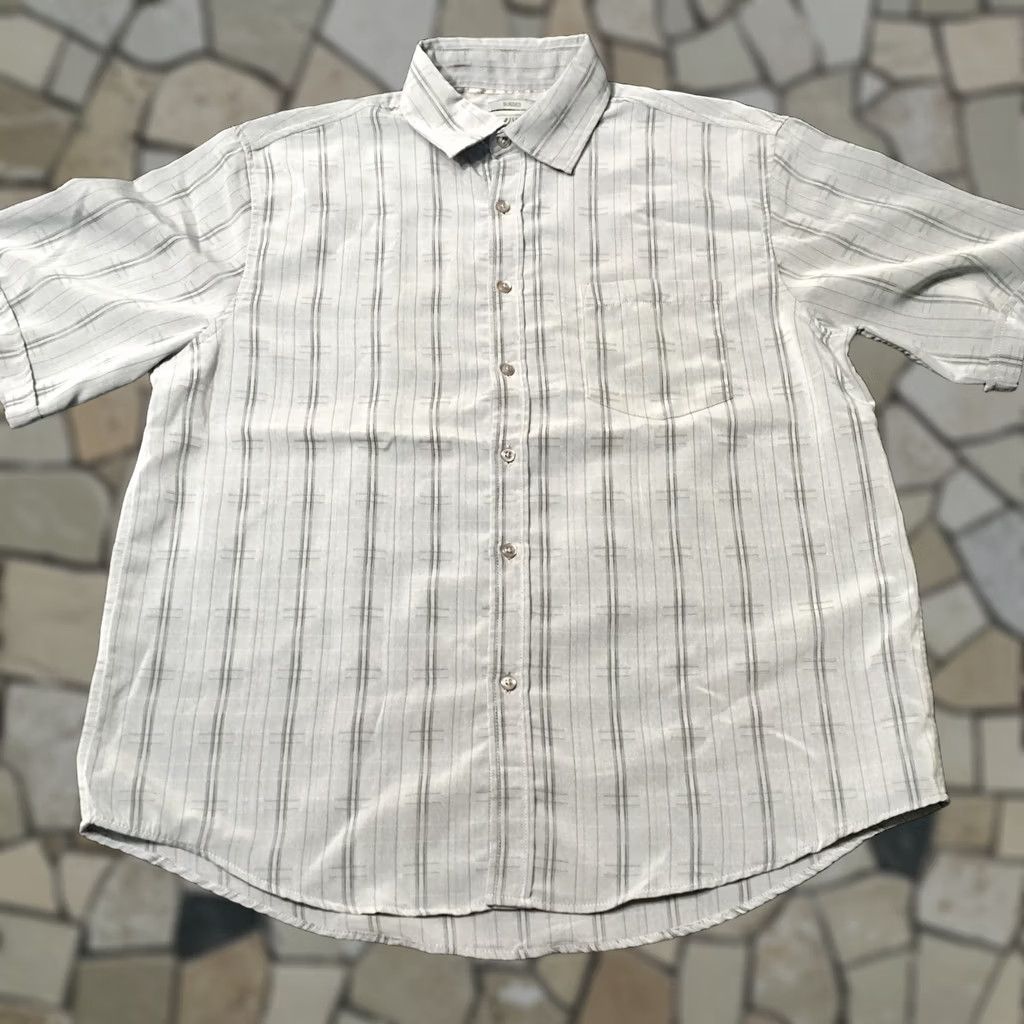 Vintage Bruno Shirt Italy gray XL Mens Long Sleeve Button-Up Collared Striped Suede Microfiber Casual Workwear Autumn Winter 2010s Size US XL / EU 56 / 4 - 1 Thumbnail