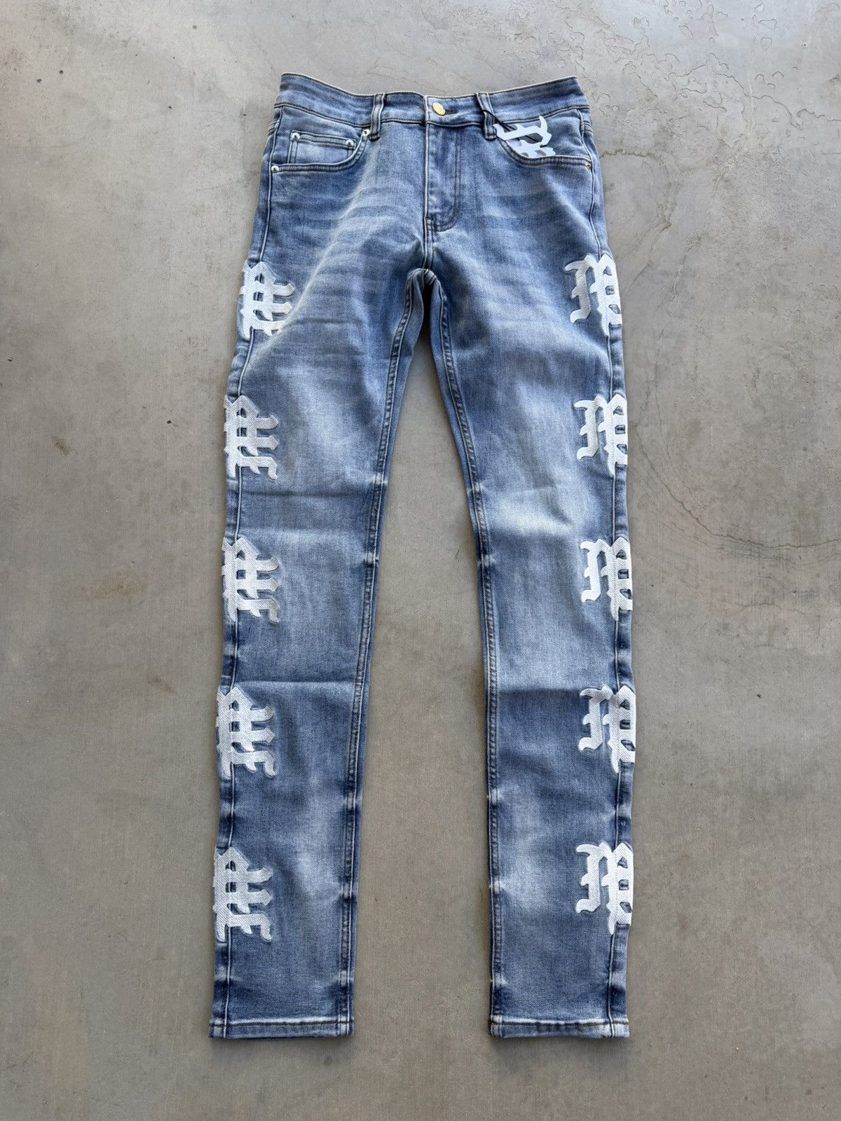 Other Mixed Emotions Monogram Jean – Blue Size 30 New With Tags Size US 30 / EU 46 - 1 Thumbnail