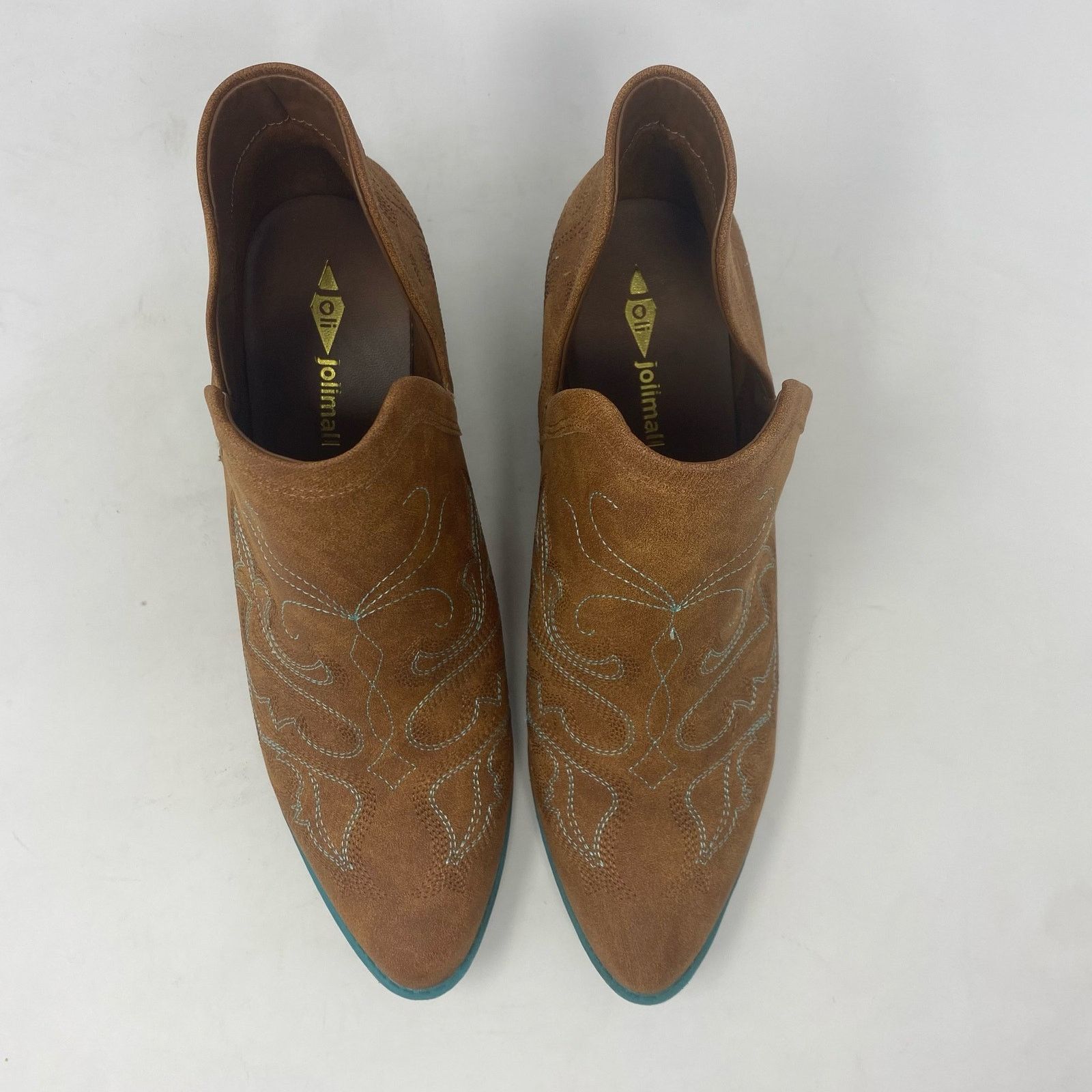 Other Jolimall Cognac Brown Faux Leather with Teal Heels Western 9 Size US 9 / IT 39 - 5 Thumbnail