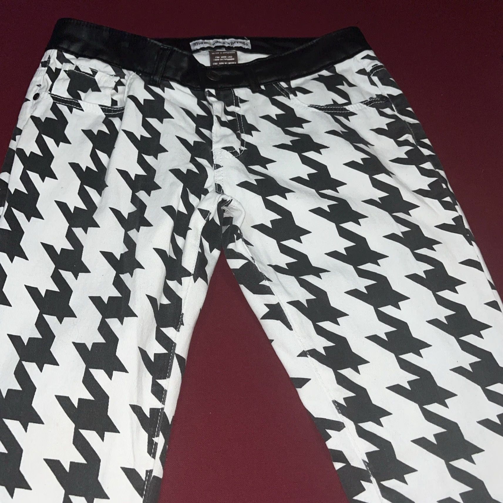 Vintage VINTAGE Hounds Tooth Black White EMO Punk JEANS size 13 Zip Up Y2K Funky Oversized Print Size 34" / US 12 / IT 48 - 3 Thumbnail