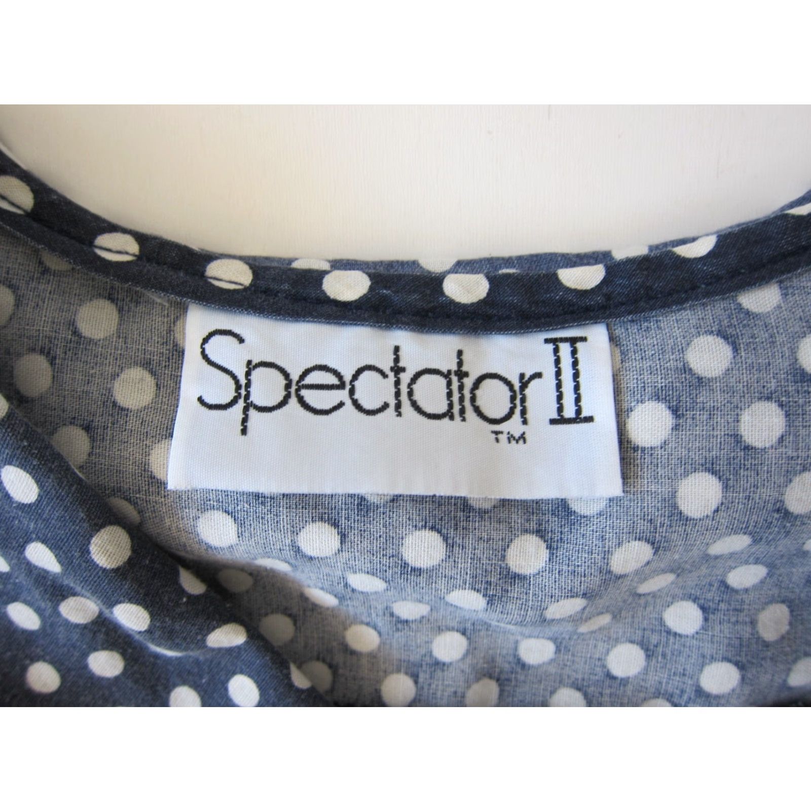 Vintage Vtg Spectator II Blue White Polka Dot Pocket Button Down Maxi Muumuu Dress M-L Size L / US 10 / IT 46 - 3 Thumbnail