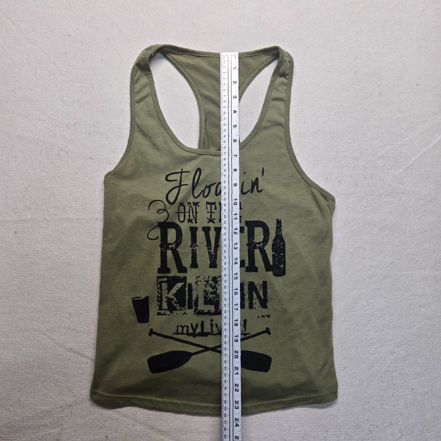 Vintage Floatin On The River Killin My Liver Tank Women Small Green Shirt Size S / US 4 / IT 40 - 5 Thumbnail