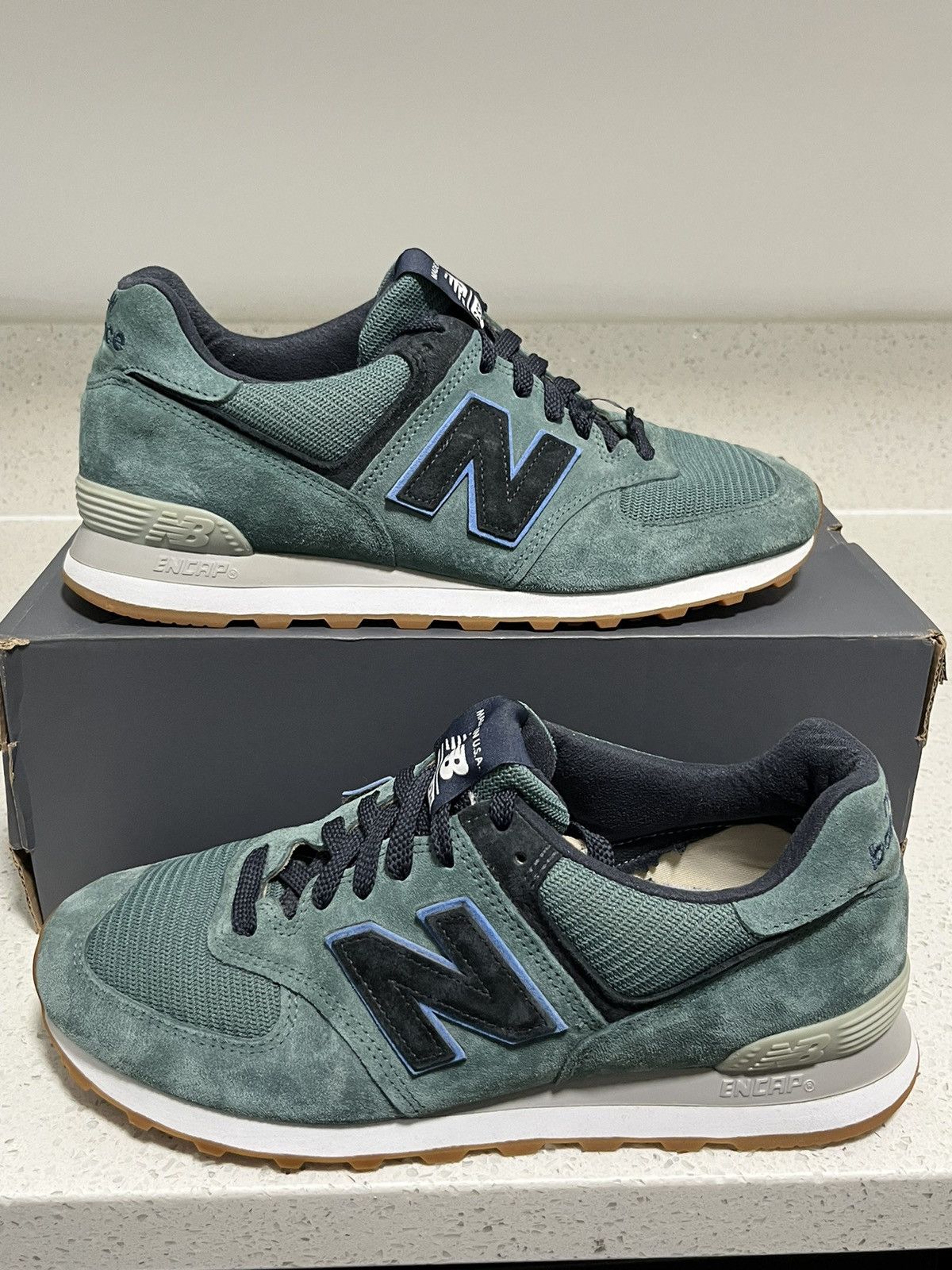 New Balance Size 10 - New Balance 574 Made In USA Green Black