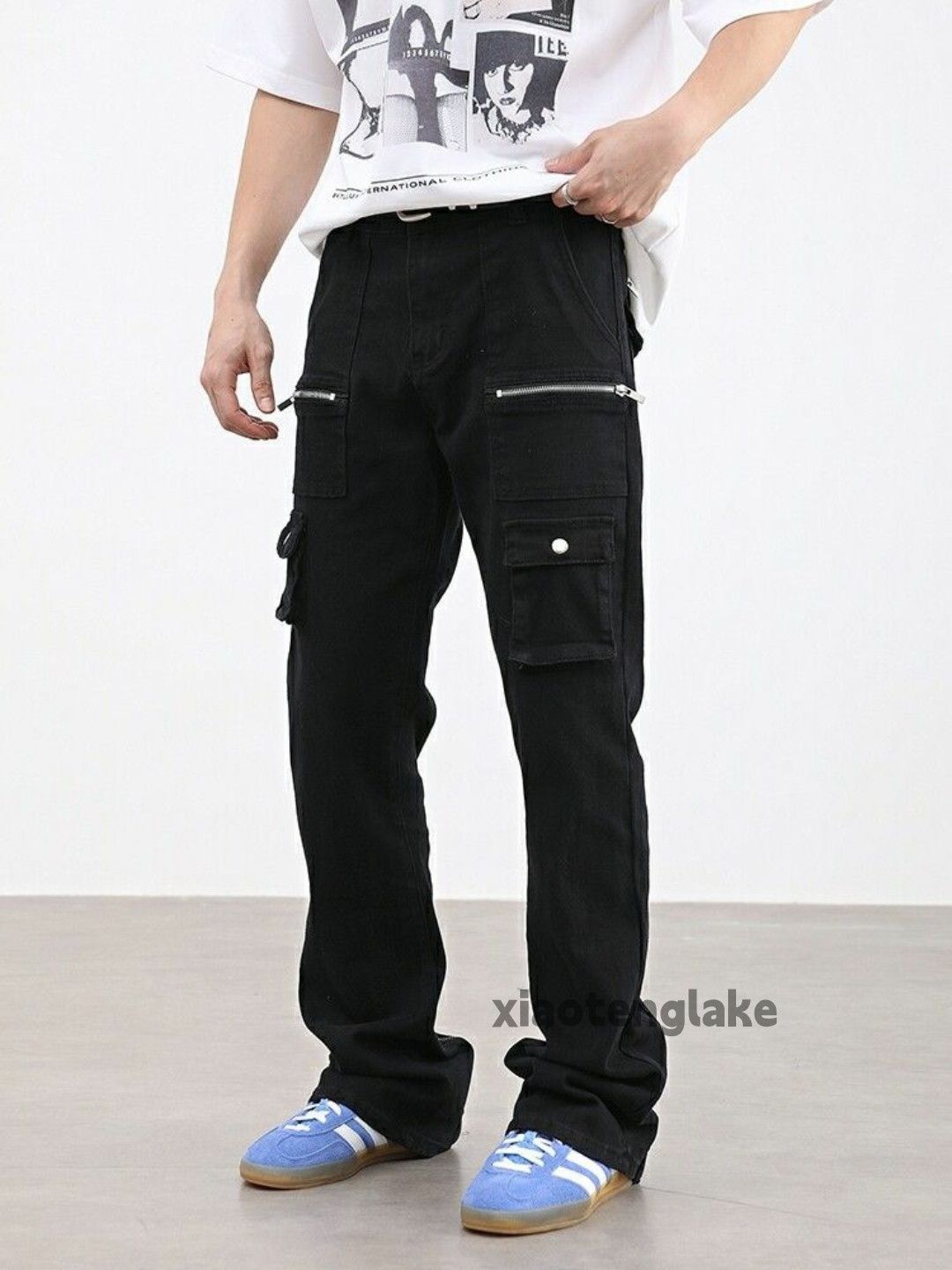flared zipper punk grunge cargo pants