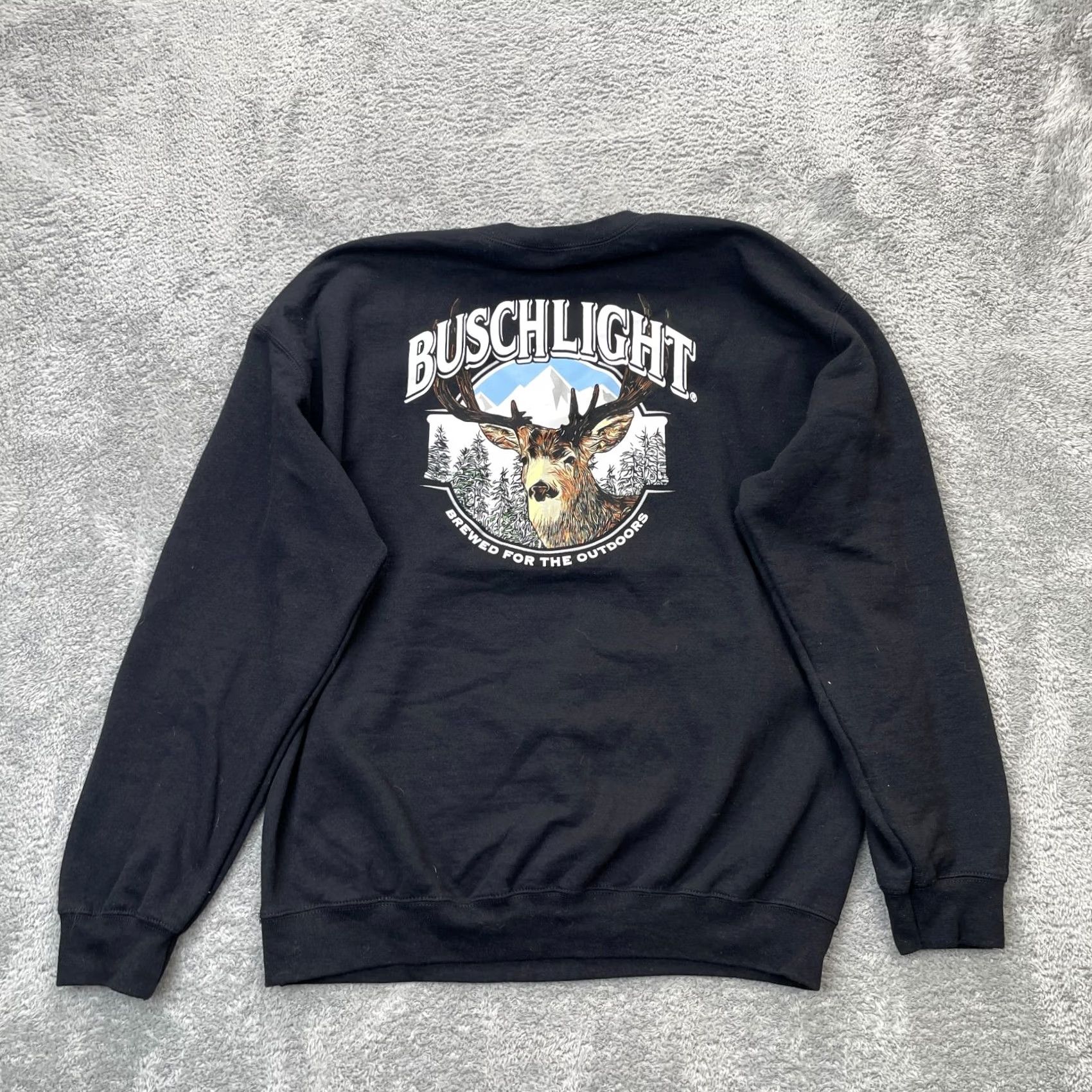 Vintage Busch Light Sweatshirt Mens Large Black Graphic Print Beer Hunting Elk Outdoors Brew City Gear Crew Neck Pullover Size US L / EU 52-54 / 3 - 2 Thumbnail