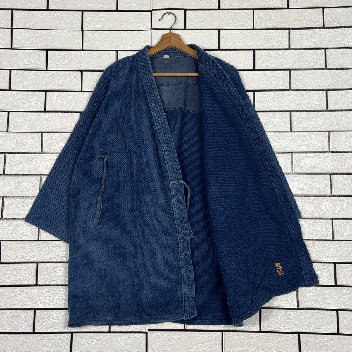 Japanese Brand Vintage Blue Indigo Sashiko Thick Weave Kimono #4113-C187 Size US XL / EU 56 / 4 - 9 Thumbnail