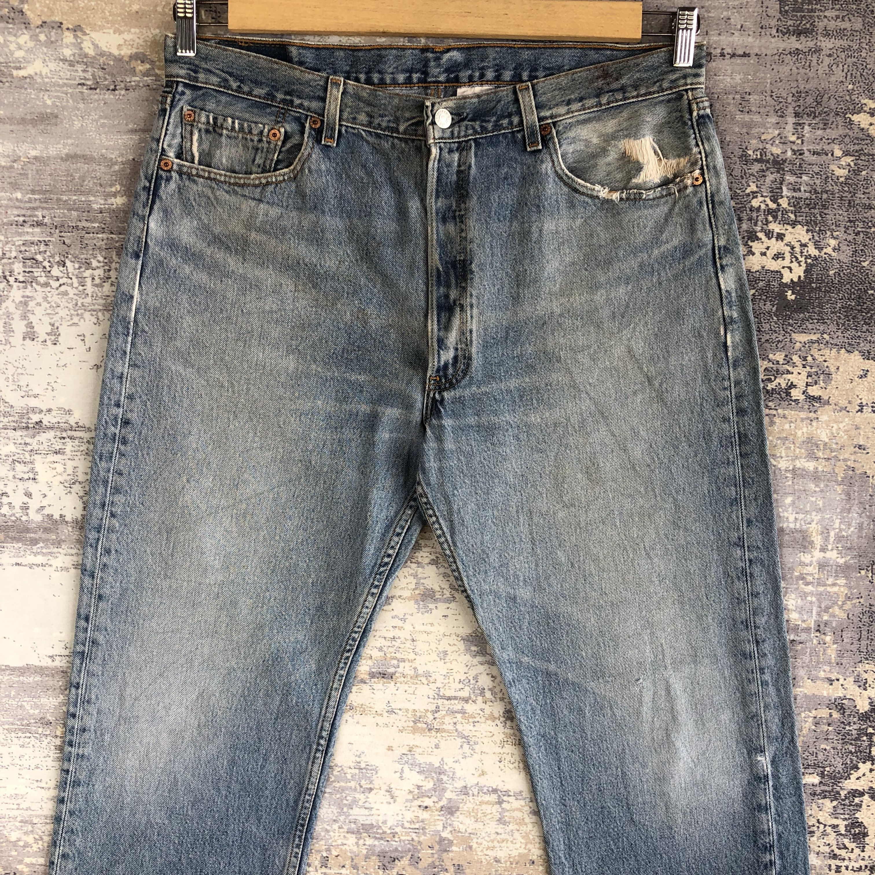 Levi's Vintage 90's Levis 501 Faded Jeans Levi's Light Wash Denim Size US 34 / EU 50 - 3 Thumbnail