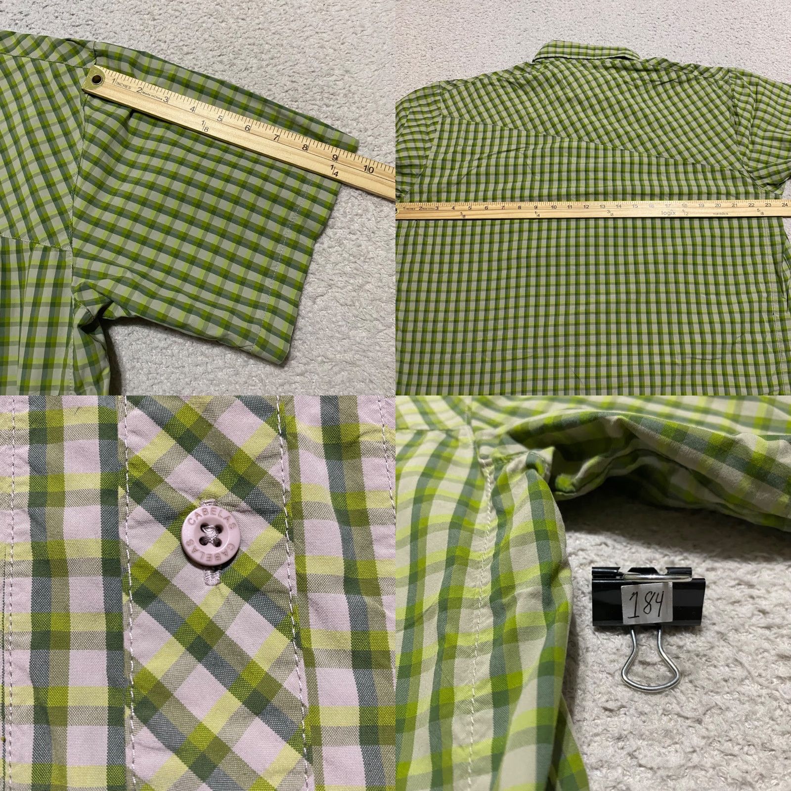Vintage Cabela's Mens Large Shirt Green Plaid Short Sleeve Button-Front Outdoor Hiking Size US L / EU 52-54 / 3 - 8 Thumbnail
