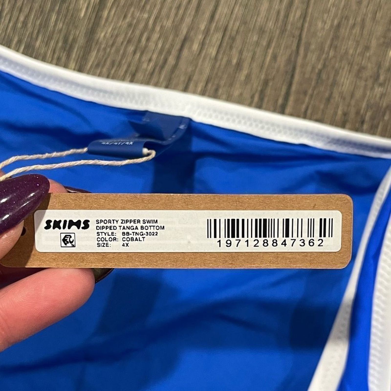 SKIMS NWT Skims Sporty Zipper Swim Tanga Swimwear Bottom Cobalt 4X Size ONE SIZE - 3 Thumbnail