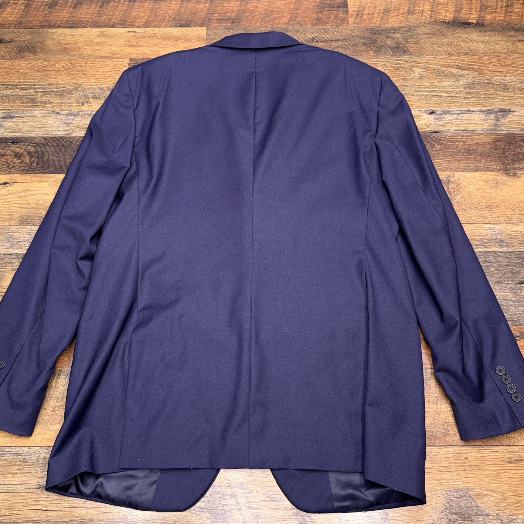 Nordstrom Nordstrom Sport Coat Blue Navy Wool Elastane 46 Long Notch Lapel Slim Fit Single-Breasted 2-Button Dry Clean Only Vent Blazer Men Size 46R - 2 Thumbnail
