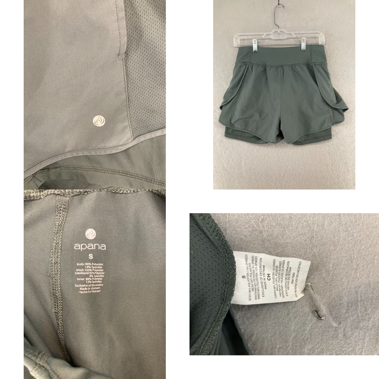 Vintage Apana Athletic Shorts Women Small Gray Comfort Lined Polyester Blend Gym & Training Athletic Size 28" / US 6 / IT 42 - 8 Thumbnail